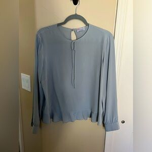 Red Valentino Silk long sleeve lightweight peplum bottom gray blouse size 46/US8